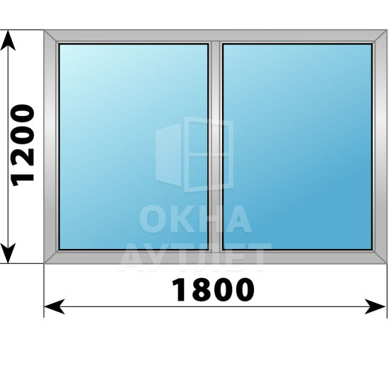 Двухстворчатое алюминиевое окно 1800×1200 Г-Г ОА-53513