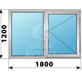 Двухстворчатое алюминиевое окно 1800×1200 Г-П ОА-54700