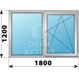 Двухстворчатое алюминиевое окно 1800×1200 Г-ПО ОА-54772