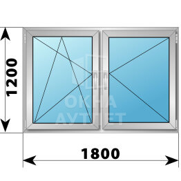 Двухстворчатое алюминиевое окно 1800×1200 ПО-П ОА-55033