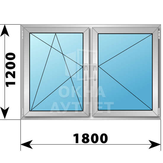 Двухстворчатое алюминиевое окно 1800×1200 ПО-П ОА-55033