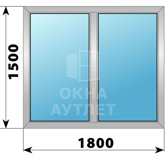 Двухстворчатое алюминиевое окно 1800×1500 Г-Г ОА-54484