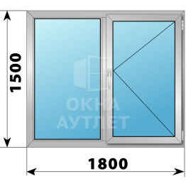 Двухстворчатое алюминиевое окно 1800×1500 Г-П ОА-54856