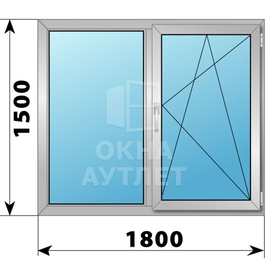 Двухстворчатое алюминиевое окно 1800×1500 Г-ПО ОА-53668