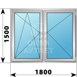 Двухстворчатое алюминиевое окно 1800×1500 ПО-П ОА-55117