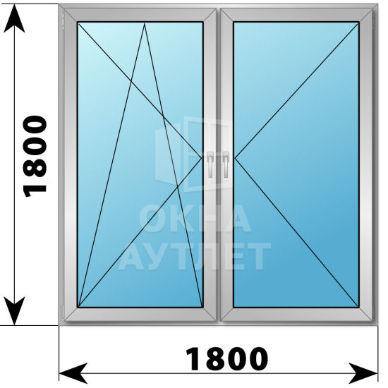 Двухстворчатое алюминиевое окно 1800×1800 ПО-П ОА-51530