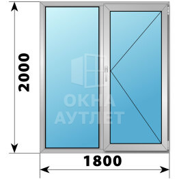 Двухстворчатое алюминиевое окно 1800×2000 Г-П ОА-51752