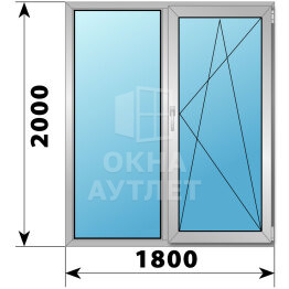 Двухстворчатое алюминиевое окно 1800×2000 Г-ПО ОА-51794