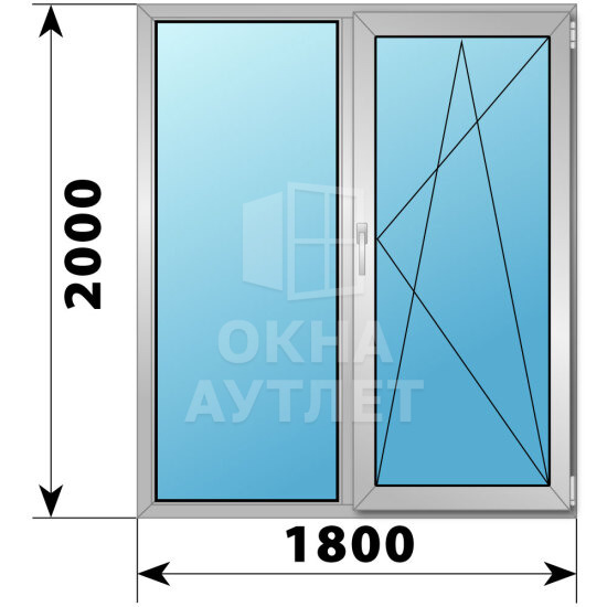 Двухстворчатое алюминиевое окно 1800×2000 Г-ПО ОА-51794