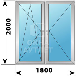 Двухстворчатое алюминиевое окно 1800×2000 ПО-П ОА-51956