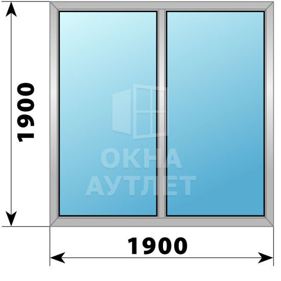 Двухстворчатое алюминиевое окно 1900×1900 Г-Г ОА-54736