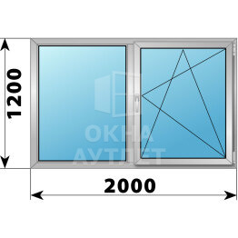 Двухстворчатое алюминиевое окно 2000×1200 Г-ПО ОА-54838