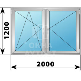 Двухстворчатое алюминиевое окно 2000×1200 ПО-П ОА-55078