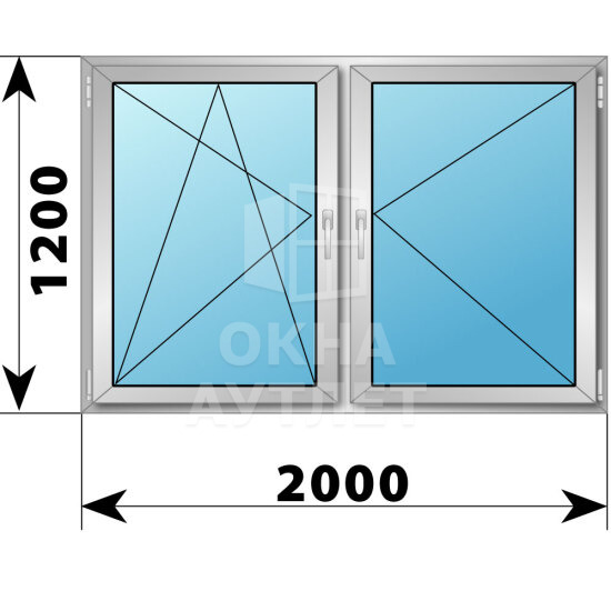 Двухстворчатое алюминиевое окно 2000×1200 ПО-П ОА-55078