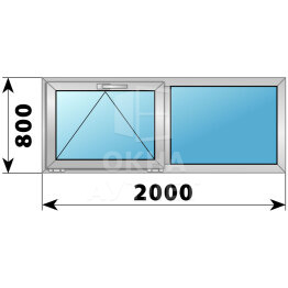 Двухстворчатое алюминиевое окно 2000×800 О-Г ОА-54598