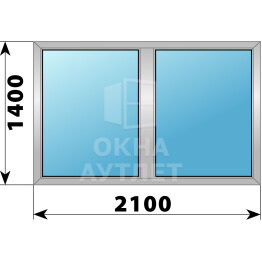 Двухстворчатое алюминиевое окно 2100×1400 Г-Г ОА-54535