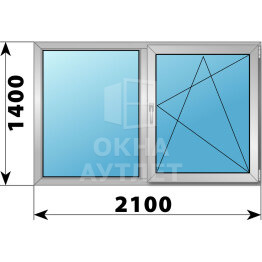 Двухстворчатое алюминиевое окно 2100×1400 Г-ПО ОА-54910