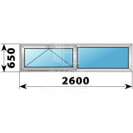 Двухстворчатое алюминиевое окно 2600×650 О-Г ОА-54739