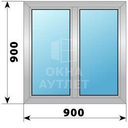 Двухстворчатое алюминиевое окно 900×900 Г-Г ОА-53854