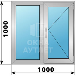 Двухстворчатое деревянно-алюминиевое окно 1000×1000 Г-П ОА-49472