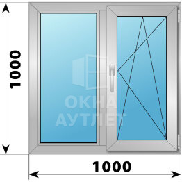 Двухстворчатое деревянно-алюминиевое окно 1000×1000 Г-ПО ОА-45522
