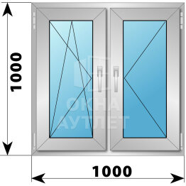 Двухстворчатое деревянно-алюминиевое окно 1000×1000 ПО-П ОА-45846