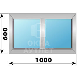 Двухстворчатое деревянно-алюминиевое окно 1000×600 Г-Г ОА-44376