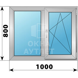Двухстворчатое деревянно-алюминиевое окно 1000×800 Г-ПО ОА-45195