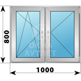 Двухстворчатое деревянно-алюминиевое окно 1000×800 ПО-П ОА-45501