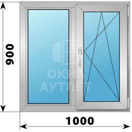 Двухстворчатое деревянно-алюминиевое окно 1000×900 Г-ПО ОА-45375