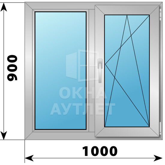 Двухстворчатое деревянно-алюминиевое окно 1000×900 Г-ПО ОА-45375