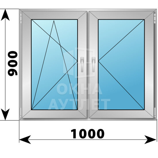 Двухстворчатое деревянно-алюминиевое окно 1000×900 ПО-П ОА-45654