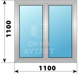 Двухстворчатое деревянно-алюминиевое окно 1100×1100 Г-Г ОА-49250