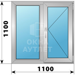 Двухстворчатое деревянно-алюминиевое окно 1100×1100 Г-П ОА-45747
