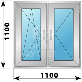 Двухстворчатое деревянно-алюминиевое окно 1100×1100 ПО-П ОА-49922