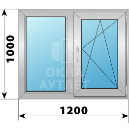 Двухстворчатое деревянно-алюминиевое окно 1200×1000 Г-ПО ОА-45759