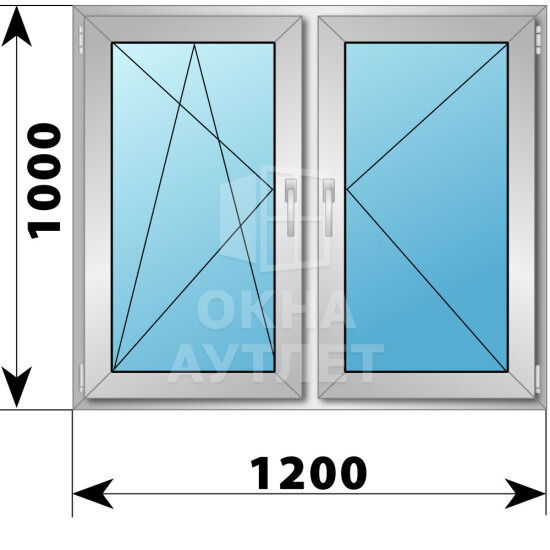 Двухстворчатое деревянно-алюминиевое окно 1200×1000 ПО-П ОА-46095