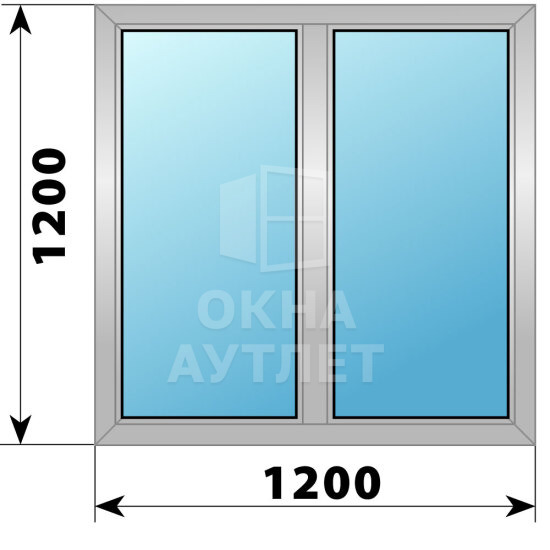 Двухстворчатое деревянно-алюминиевое окно 1200×1200 Г-Г ОА-49542