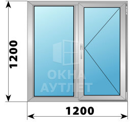 Двухстворчатое деревянно-алюминиевое окно 1200×1200 Г-П ОА-49862