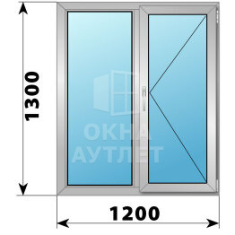 Двухстворчатое деревянно-алюминиевое окно 1200×1300 Г-П ОА-46173
