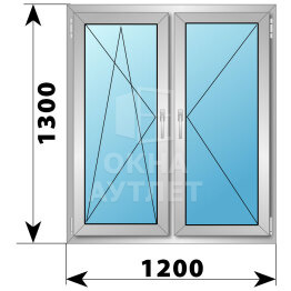 Двухстворчатое деревянно-алюминиевое окно 1200×1300 ПО-П ОА-46608