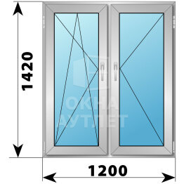 Двухстворчатое деревянно-алюминиевое окно 1200×1420 ПО-П ОА-46779