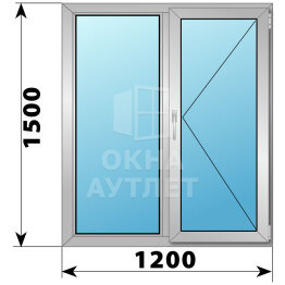 Двухстворчатое деревянно-алюминиевое окно 1200×1500 Г-П ОА-46467