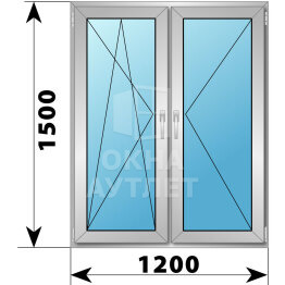 Двухстворчатое деревянно-алюминиевое окно 1200×1500 ПО-П ОА-50324