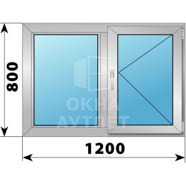 Двухстворчатое деревянно-алюминиевое окно 1200×800 Г-П ОА-45390