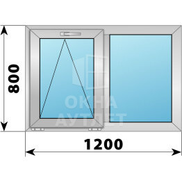Двухстворчатое деревянно-алюминиевое окно 1200×800 О-Г ОА-45432