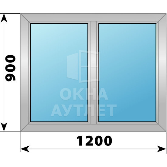 Двухстворчатое деревянно-алюминиевое окно 1200×900 Г-Г ОА-45213