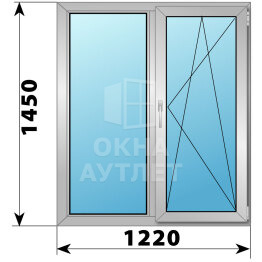Двухстворчатое деревянно-алюминиевое окно 1220×1450 Г-ПО ОА-46473