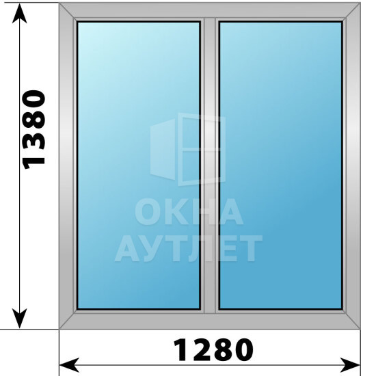 Двухстворчатое деревянно-алюминиевое окно 1280×1380 Г-Г ОА-45963