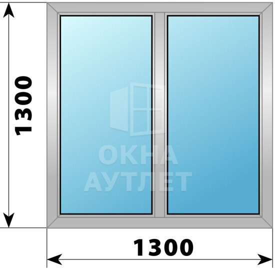 Двухстворчатое деревянно-алюминиевое окно 1300×1300 Г-Г ОА-49805